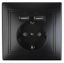 Розетка Intro Plano 1-410-05 с заземлением 2P+E Schuko со шторками, 16А-250В + 2хUSB 5В-2,1А, IP20, СУ, антрацит | Б0053946 ЭРА