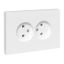 Механизм розетки двойной, 16А, без заземления, шторок, с рамкой, белый Эпика EKF | UP1-SOW-200