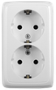 Розетка двойная наружная с заземлением монтажной пластиной белая - РА16-155 HEGEL