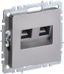 Розетка компьютерная двойная СП RJ45 кат.5E BRITE РК10-2-БрС сталь IEK BR-K20-1-K46