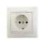 Розетка 1-м СП Mira с заземл. бакелит крем. вставкой LEZARD 701-0303-122B