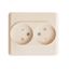 Розетка 2-м СП Этюд 16А IP20 250В без заземл. защ. шторки крем. SE PC16-006K APC