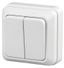 Выключатель двойной, 10А-250В, ОУ, б.м.п., Quadro, белый,2Э-104-01 - Б0038839 ЭРА
