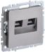 Розетка компьютерная двойная СП RJ45 кат.6 BRITE РК11-2-БрС сталь IEK BR-K20-2-K46