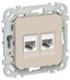 Розетка компьютерная 2-м СП FLITE РК5е-2-0-ФлЛ RJ45 кат.5E UTP механизм льняной IEK FI-K22-1-K88