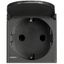 Розетка Axolute 10/16А 250В 2К+3 с защ. крышкой боковыми зазем. конт. Schuko экранированными контактами клеммы автомат. зажимом нем. станд. антрацит Leg BTC HS4141PW Legrand