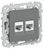Розетка компьютерная 2-м СП FLITE РК5е-2-0-ФлМА RJ45 кат.5E UTP механизм мокрый асфальт IEK FI-K22-1-K80