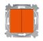 Выключатель кнопочный двухклавишный ABB Levit оранжевый / дымчатый чёрный - 2CHH598745A6066