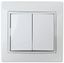 Переключатель Plano 1-107-01 двухклавишный, 10А-250В, IP20, СУ, белый | Б0053802 Intro ЭРА