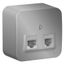 Розетка компьютерная + телефонная 2-м ОП Blanca RJ45 кат.5E RJ11 с изолир. пластиной алюм. SE BLNIA045113 APC