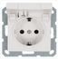Розетка 1-м Shuko 16А IP20 с заземл. защ. шторки крышкой механизм бел. глянцевый Jasmart G5505W