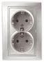 Розетка Intro Plano 1-205-03 с заземлением двойная 2X2P+E Schuko, 16А-250В, IP20, СУ, алюминий | Б0053917 ЭРА Б0030070