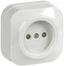 Розетка 1-м ОП GLORY РСш20-2-ХБ 10А без заземл. защ. шторки бел. IEK ERH13-K01-10