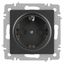 Розетка однофазная скрытого монтажа, в рамку с заземлением без шторок графит 16А 250В IP20 винтовые зажимы 6-202-07 Intro Accent - Б0063697 ЭРА