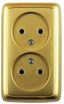 Розетка двойная наружная с изоляционной пластиной золото - РА16-143-07 HEGEL