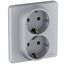 Розетка 2-местная с заземлением без защитных шторок 16А в сборе алюминий INSPIRIA - 673752 Legrand