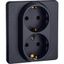 Розетка 2-местная с заземлением без защитных шторок 16А в сборе антрацит INSPIRIA - 673753 Legrand