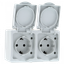 Венеция Розетка 2-местная 16А с заземлением крышкой IP54 белый защ. штор. EKF | EVR16-129-10-540