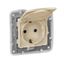 Розетка 1-м СП Etika 16А IP44 2P+E с заземл. защ. шторки крышкой немецк. стандарт безвинтов. клеммы механизм сл. кость Leg 672332 Legrand