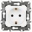 Розетка однофазная скрытого монтажа, в рамку с заземлением со шторками белый матовый 16А 250В IP20 автоматические (безвинтовые) зажимы 12-2102-01М Эра 12 - Б0065661