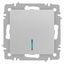 Выключатель одноклавишный, в рамку (скрытого монтажа) с подсветкой алюминий 10А 250В винтовые зажимы Intro Accent 6-102-03 - Б0063478 ЭРА