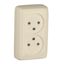 Розетка двойная наружная со шторками с изоляционной пластиной слоновая кость - РА16-144-01 HEGEL