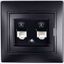 Розетка телефонная 2-м Mira RJ11 евро стандарт черн. бархат со вставкой LEZARD 701-4242-138