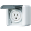 USA-стандарт NEMA, 2 полюса + заземление, 15А 125V~; для накладного монтажа | 821-15USW Jung