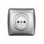 Маргарита розетка одноместная б/з, с/у, 16А, 220В, серебро (еврослот) - М0022-S Союз