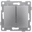 Выключатель двухклавишный Bravo, механизм, 10А, 250В, серебро - С10В2-004 GUSI