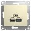 Розетка USB Glossa тип A+C 5В/2.4А 2х5В/1.2А механизм беж. SE GSL000239 APC