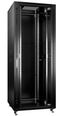 Шкаф монтажный телекоммуникационный 19дюйм напольный для распред. и серверного оборудования 42U 800х800х2055мм (ШхГхВ) передняя стеклянная задняя сплошная металлическая двери ручка с замком SH-05C-42U80/80-BK RAL 9004 черн. Cabeus 8577c