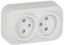 Розетка 2-м ОП GLORY РСш22-2-ХБм 10А без заземл. защ. шторки бел. матов. IEK ERH23-K01M-10