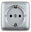 Розетка наружная с заземлением изоляционной пластиной (стакан) серебро - РА16-173-06 HEGEL
