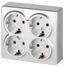 Розетка Эксперт 11-2211-03 четырехместная с заземлением 4х2P+E Schuko со шторками, IP20, 16A-250В, ОУ, алюминий - Б0063022 ЭРА