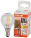 Лампа светодиодная филаментная LS CLP40 4W/827 230VFILCL 4Вт 2700К тепл. бел. E14 470лм P угол пучка 300град. 220-240В (замена 40Вт) прозр. стекло OSRAM 4058075684331