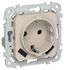 Розетка 1-м СП FLITE РСЮша11-1-ФлЛ 16А с USB A+A 3.1А заземл. защ. шторками безвинтовое крепление механизм льняной IEK FI-R14-16-1-U21-D31-K88
