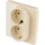 Розетка 2-местная с заземлением без защитных шторок 16А в сборе слоновая кость INSPIRIA - 673751 Legrand
