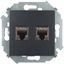 Розетка компьютерная 2-м RJ45 кат.6A AMP FTP графит Simon 1591564-038