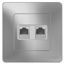 Розетка компьютерная + телефонная 2-м СП Blanca RJ45 кат.5E RJ11 алюм. SE BLNIS045113 APC