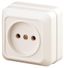 Розетка однофазная наружная (открытой установки) без шторок слоновая кость 16А 250В IP20 2-201-02 Intro Quadro - Б0053776 ЭРА