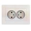 Розетка двухместная UNIVersal серия Афина б/з, с/у, 16А, 220В, жемчуг (еврослот), механизм - A0102-OBr Союз