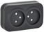 Розетка 2-м ОП GLORY РСш22-2-ХЧм 10А без заземл. защ. шторки черн. матов. IEK ERH23-K02M-10
