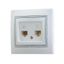 Розетка компьютерная + телефонная 2-м СП Mira RJ45 RJ11 IP20 с сер. вставкой бел. LEZARD 701-0215-143