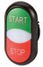 Двойная кнопка с сигнальной лампой обозначением START, STOP, цвет белый/черный, M22-DDL-WS-GB1/GB0 - 216708 EATON