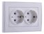 Розетка 2-м СП Rain с заземл. керамика хром. боковой вставкой бел. LEZARD 703-0225-127