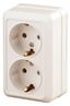Розетка однофазная наружная (открытой установки) с заземлением без шторок слоновая кость 16А 250В IP20 2-204-02 Intro Quadro - Б0053803 ЭРА