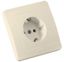 Розетка скрытая с заземлением со шторками слоновая кость - РС16-312-01 HEGEL