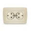 Маргарита розетка двухместная с/з, с/у, 16А, 220В, сл.кость (ivory) (еврослот) - М0128-I Союз