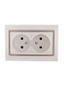 Розетка 2-м СП Mira 16А IP20 без заземл. со вставкой керамика свет. корич./жемчуж./бел. перламутр. LEZARD 701-3031-128